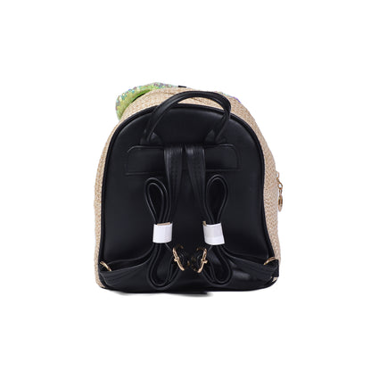 Girls' Small Shiny Bow Backpack 0092C Khaki