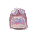 Girls' Small Shiny Bow Backpack 0092C Pink - 1