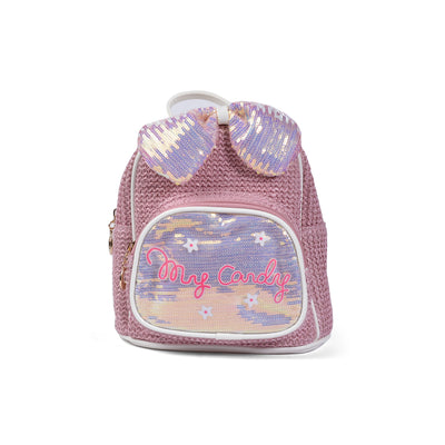 Girls' Small Shiny Bow Backpack 0092C Pink