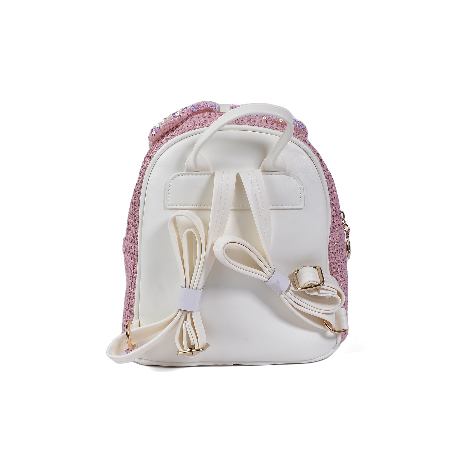 Girls' Small Shiny Bow Backpack 0092C Pink - 3