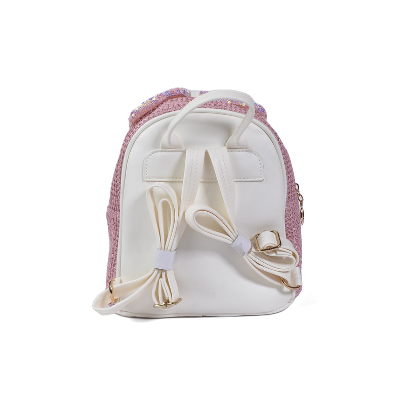 Girls' Small Shiny Bow Backpack 0092C Pink - 3