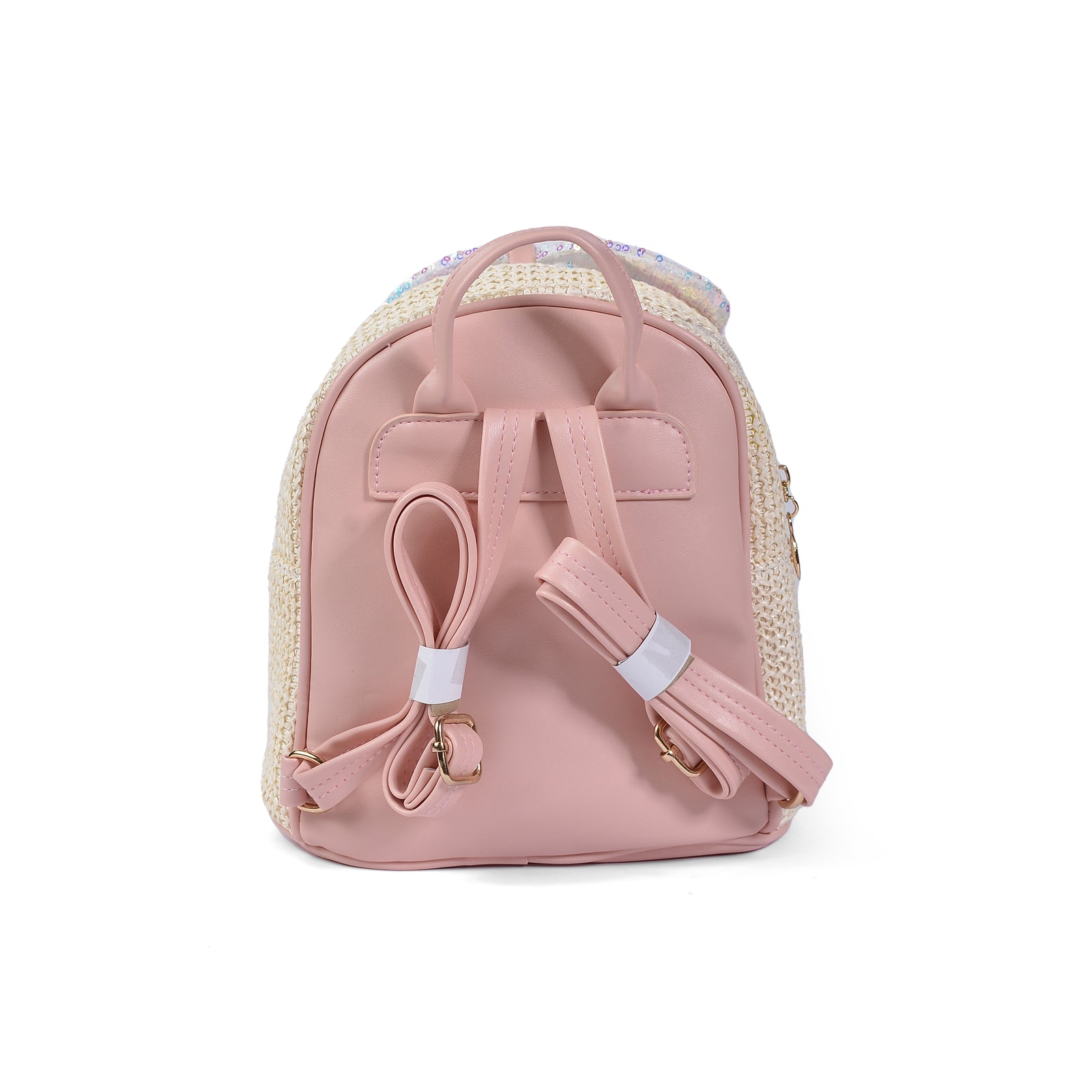 Girls' Small Shiny Bow Backpack 0092C Beige - 3