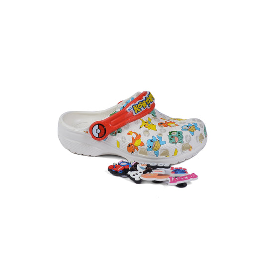 Crocs Pokemon Kids Slippers Cartoon Waterproof Slippers Light Sneakers 204536 White