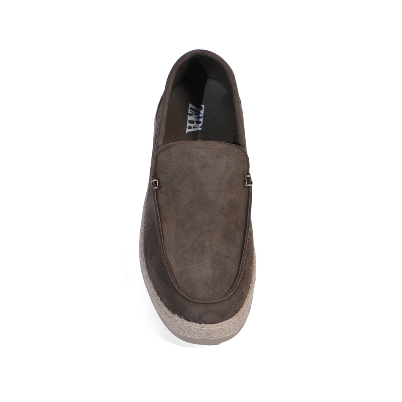 Zara Leather And Jute Loafers Sneakers Man 2639/520 Khaki - 3
