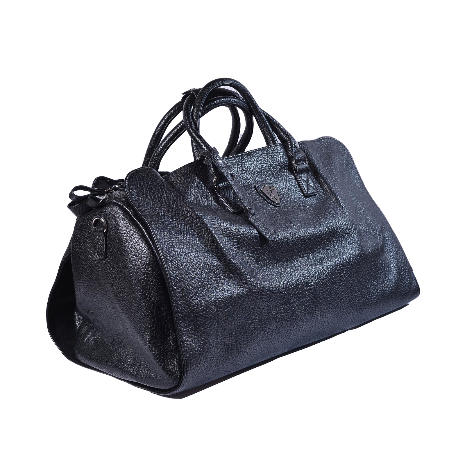 Roberto Cavalli plaque Leather Holdall Bag 96399 Black - 2