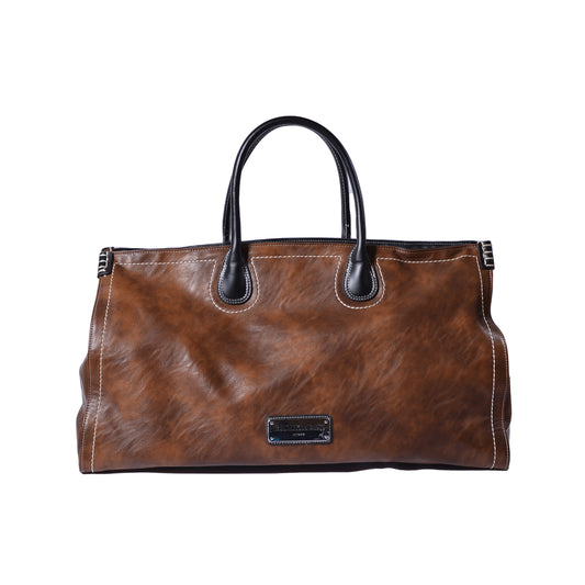 Balikadan plaque Leather Holdall Bag 963708 Brown