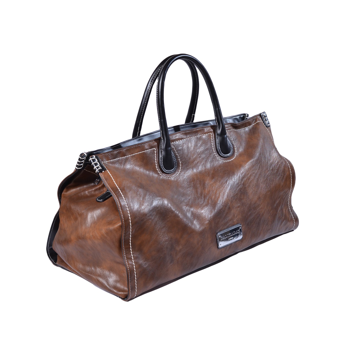Balikadan plaque Leather Holdall Bag 963708 Brown