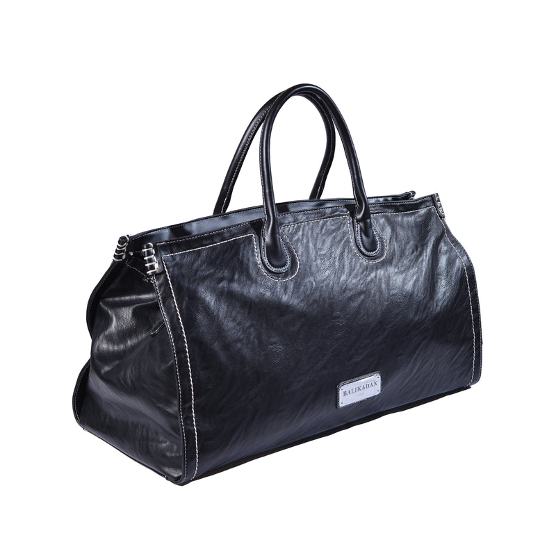 Balikadan plaque Leather Holdall Bag 963708 Black - 2