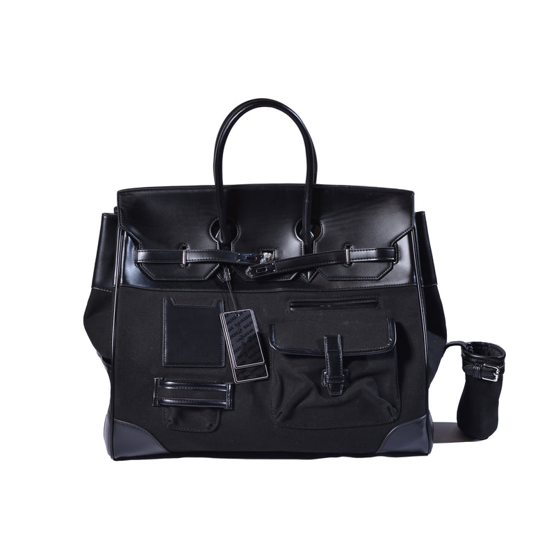 Hermès plaque Leather Holdall Bag 96011-A Black - 1
