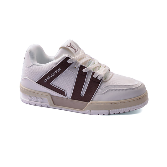 Louis Vuitton Trainer Monogram Denim Sneakers Man MD0128 White&Brown