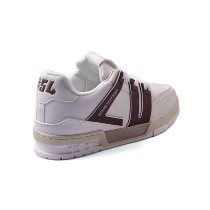 Louis Vuitton Trainer Monogram Denim Sneakers Man MD0128 White&Brown