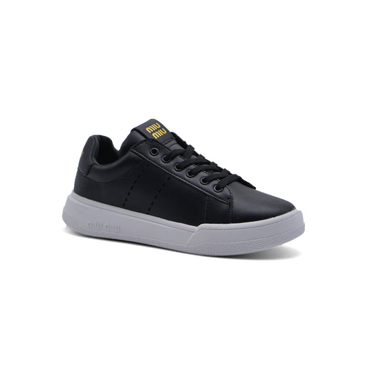 Miu Miu Bleached Leather Sneakers Woman JEN-667 Black