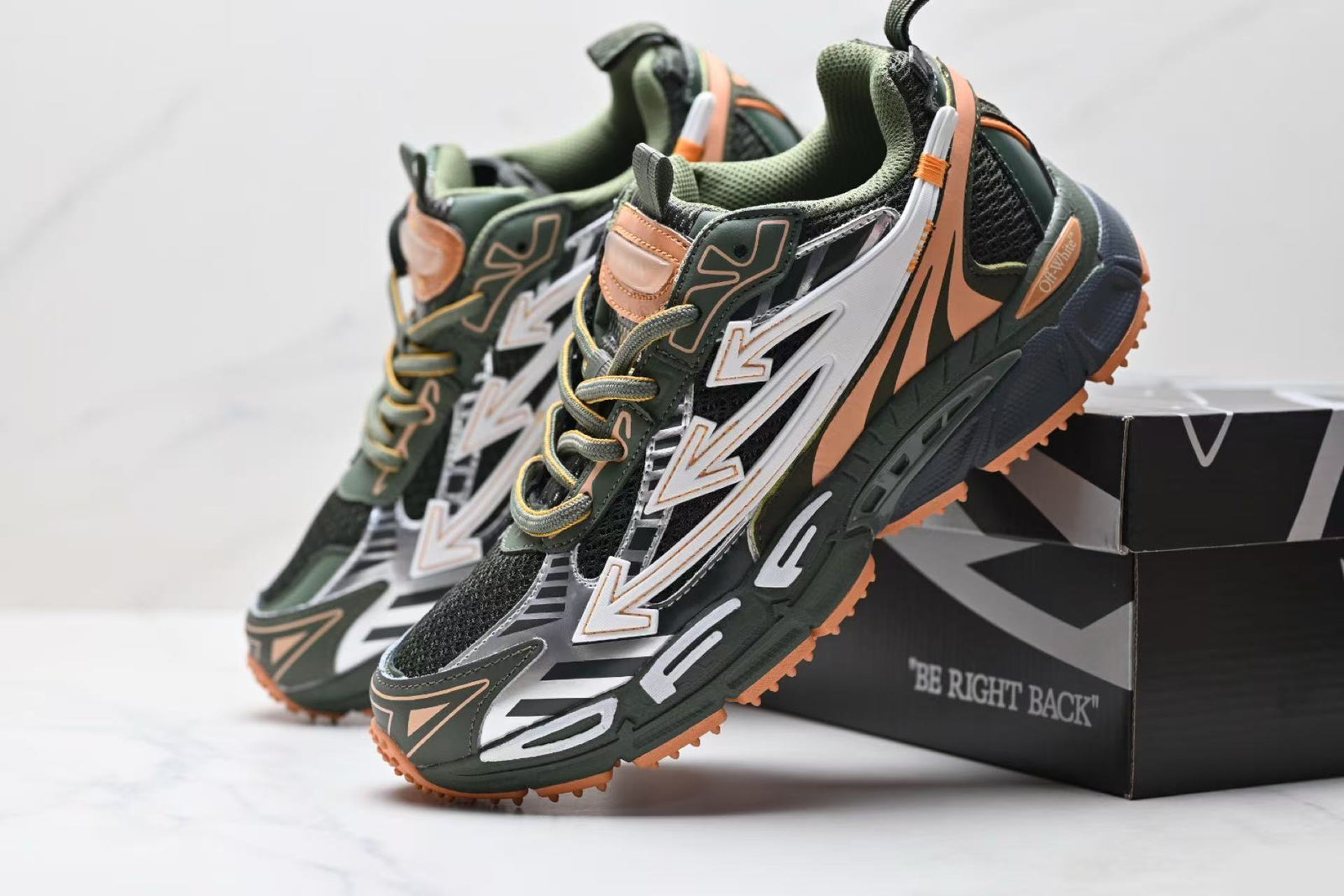 Off-White C/O Virgil Abloh Be Right Back Sneakers Man 2547 Olive&Orange - 4