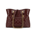 Chanel Quilted Leather Drawstring Shopping Tote Bag Mirror Woman Length 25 cm - Width 30 cm AS6111 Coffee - 3