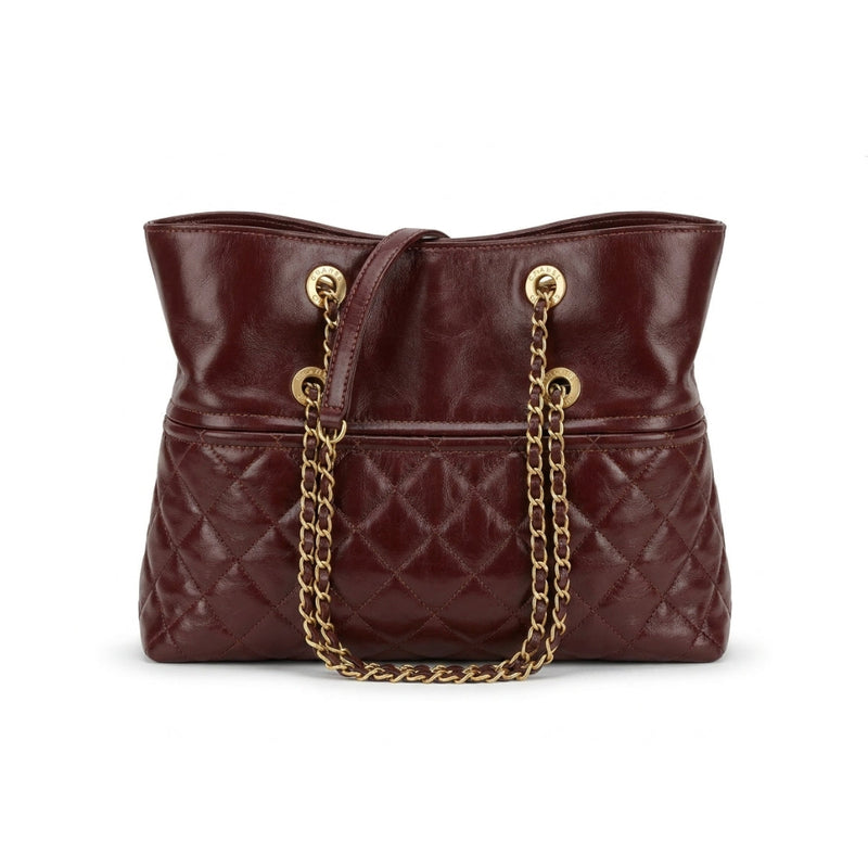 Chanel Quilted Leather Drawstring Shopping Tote Bag Mirror Woman Length 25 cm - Width 30 cm AS6111 Coffee - 3