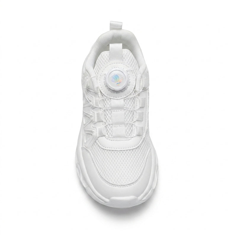 Kids Sneakers School with Adjustable Dial Laces Breathable Easy to wear dial closure alternative to laces 7590 White - 3