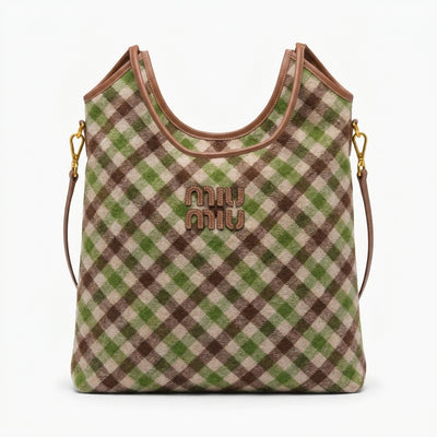 Miu Miu Ivy canvas and leather bag for Women Mirror Length 40 cm - Width 32 cm 2582 Brown