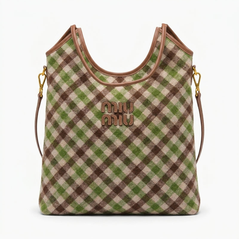 Miu Miu Ivy canvas and leather bag for Women Mirror Length 40 cm - Width 32 cm 2582 Brown - 1