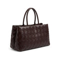 Weaved oil waxed calf leather handle shoulder tote Bag Mirror Length 23 cm - Width 42 cm Woman Y9113 Coffee - 2