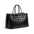 Weaved oil waxed calf leather handle shoulder tote Bag Mirror Length 23 cm - Width 42 cm Woman Y9113 Black - 2