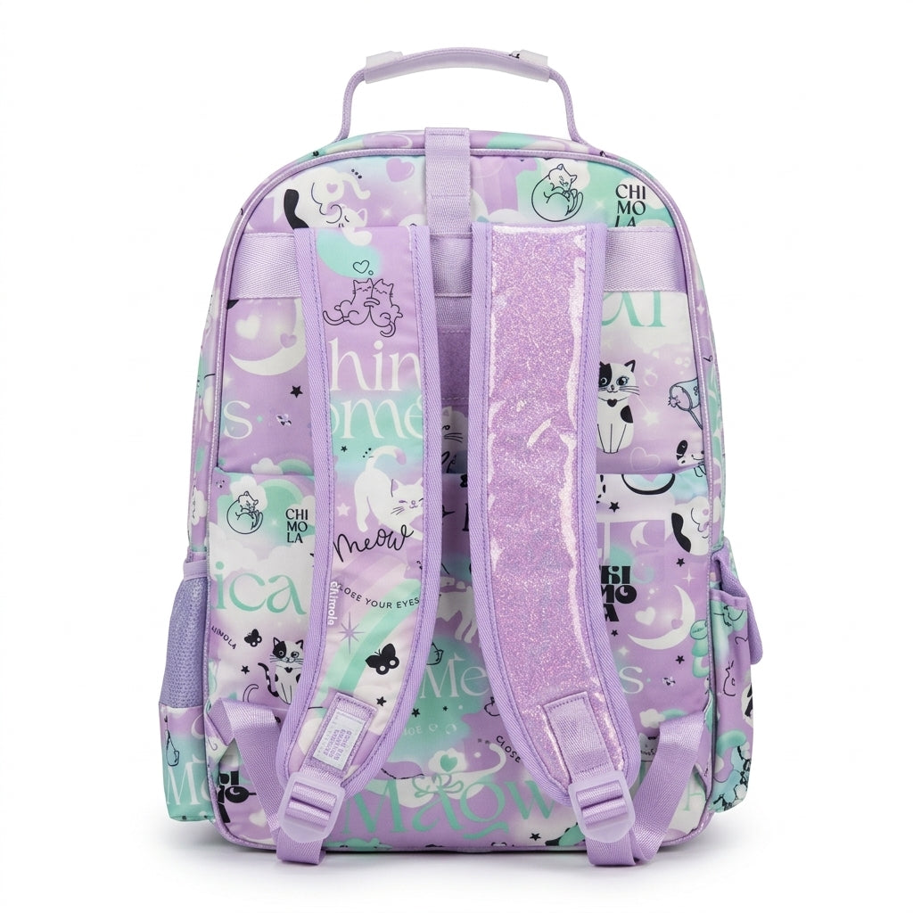 Chimola Gatito With a cat design Bag School Kids Size (18) 2978 Purple - 4