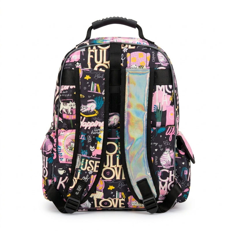 Chimola Gatito With a cat design Bag School Kids Size (18) 2978 Black - 4