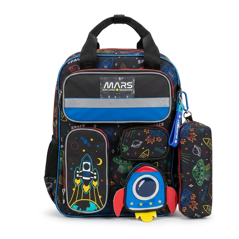 Jasminestar 3PCS Backpacks Drawing Of A Space Man School Backpacks For Students Kids 2975 Black - 2
