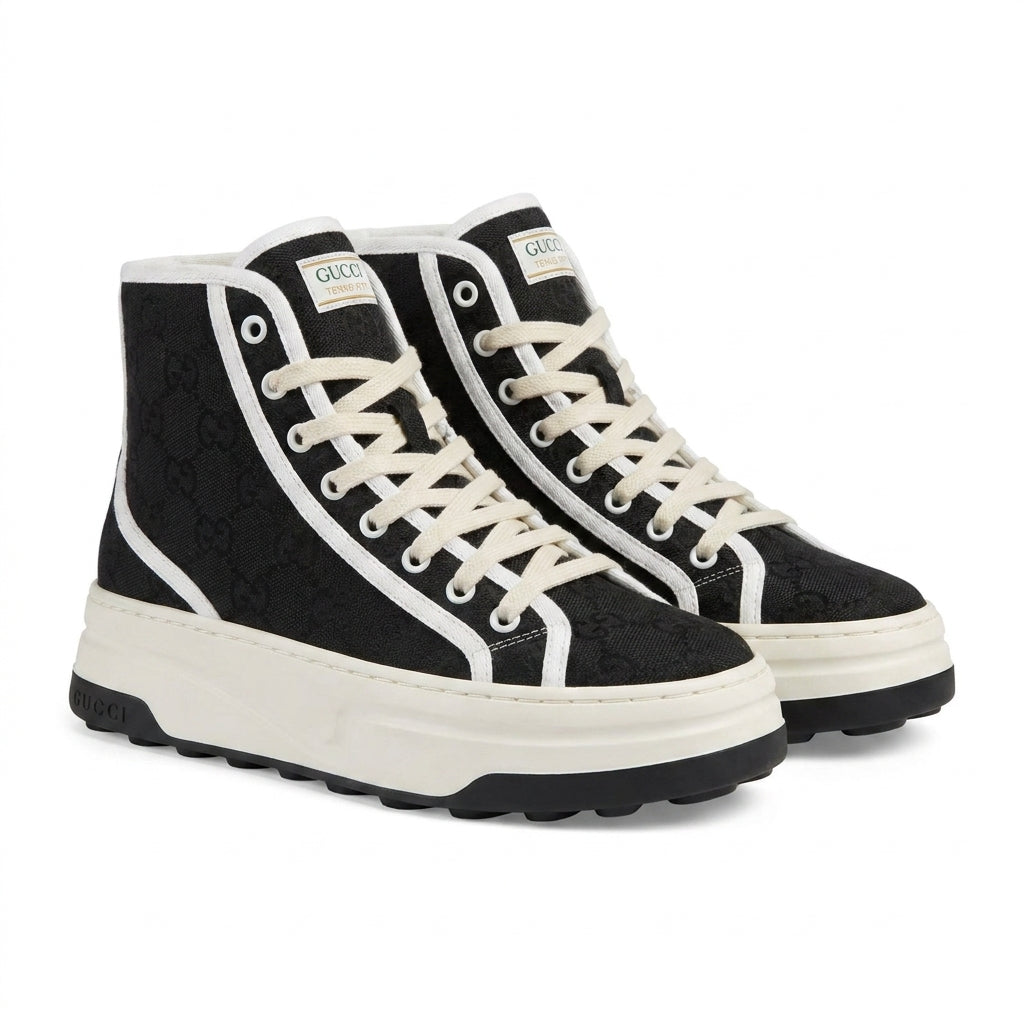 Gucci Original Canvas Woman High-Top Sneakers GG monogram canvas upper and platform sole G34087 - 4