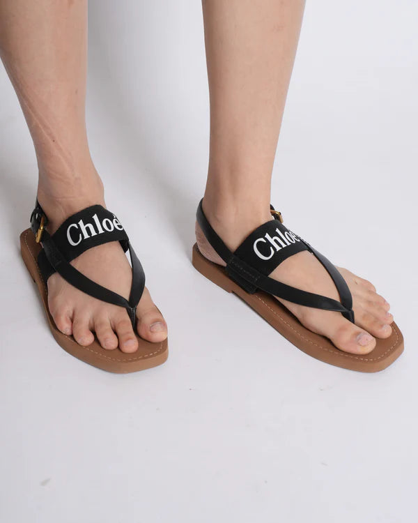 Chloé Woody Canvas & Rubber Thong Sandal Woman CH-2 Black - 5