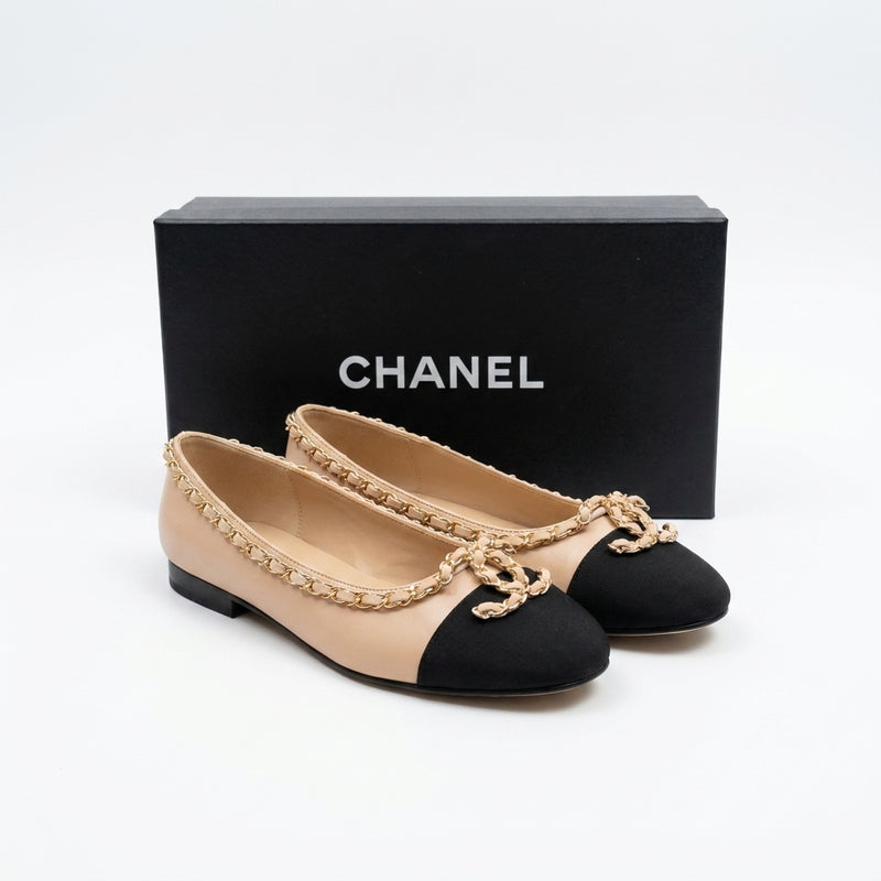Chanel Ballet Flats woman Featuring a gold-tone chain trim and with a interlocking 3216-3 - 8