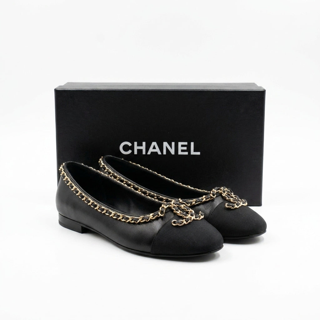 Chanel Ballet Flats woman Featuring a gold-tone chain trim and with a interlocking 3216-3 - 4