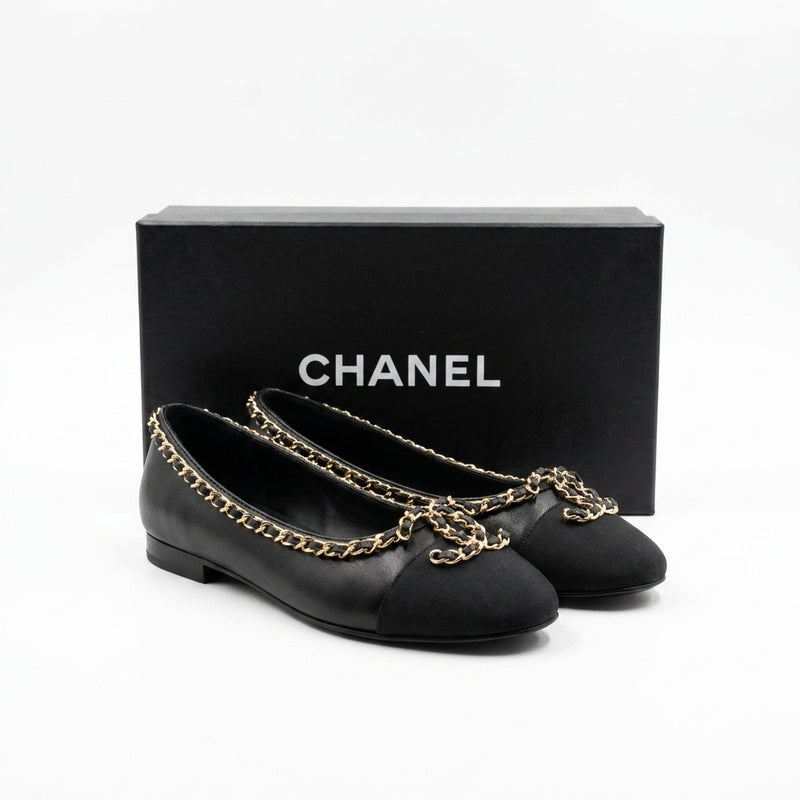 Chanel Ballet Flats woman Featuring a gold-tone chain trim and with a interlocking 3216-3 - 4