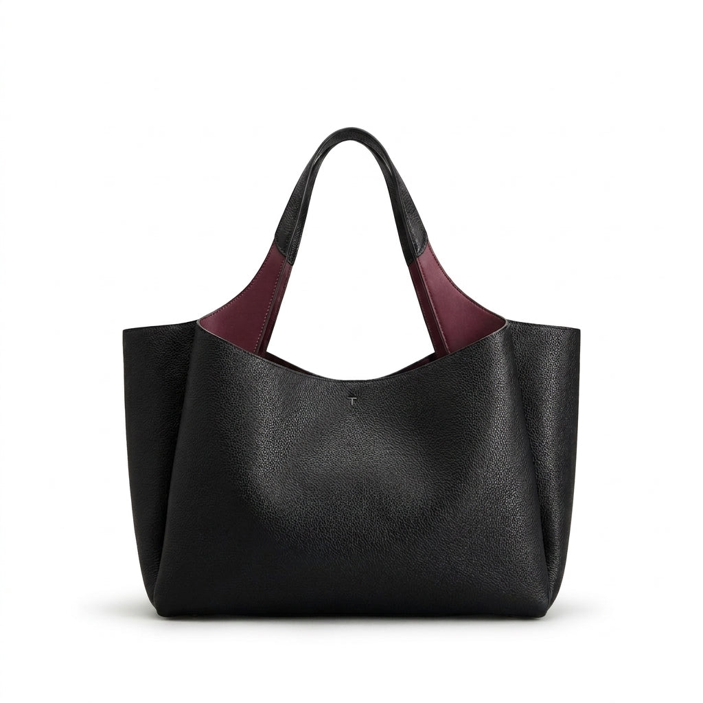 Tod's Leather micro Shoulder Bucket Hedgren Bag Solid Color PU Leather Bucket Bag with Top Hand Length 29 cm - Width 40 cm Mirror Woman 8833 Black - 3
