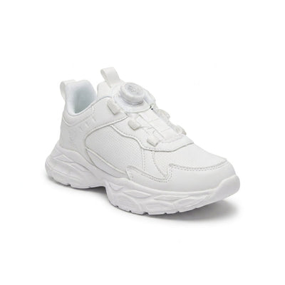 Kids Sneakers School with Adjustable Dial Laces Breathable Easy to wear dial closure alternative to laces 7596-1 White