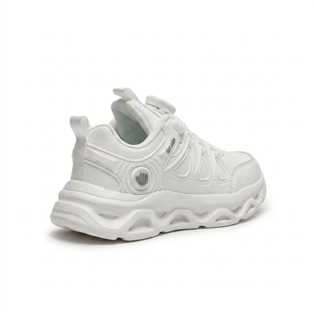 Kids Sneakers School with Adjustable Dial Laces Breathable Easy to wear dial closure alternative to laces 7590-1 White - 2