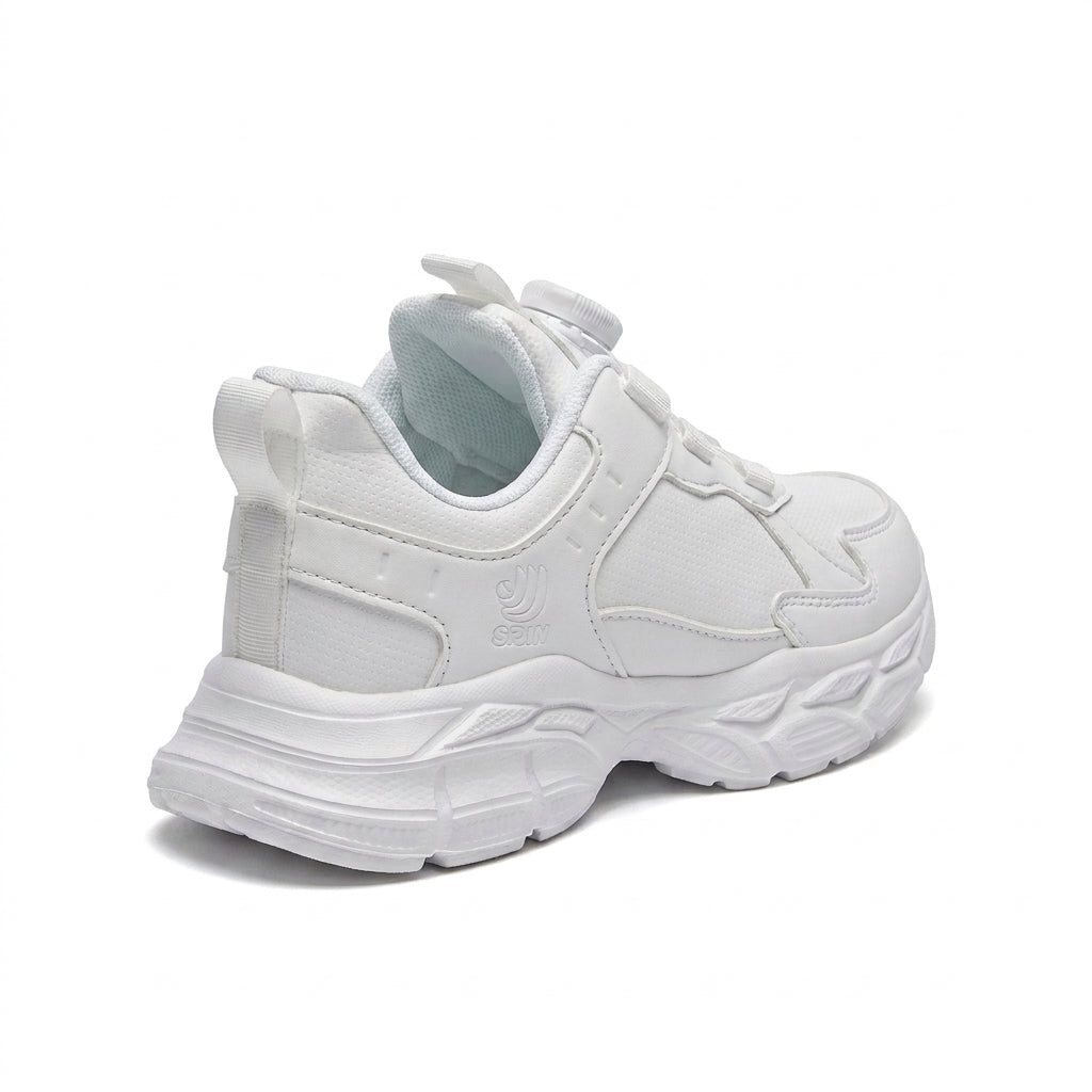 Kids Sneakers School with Adjustable Dial Laces Breathable Easy to wear dial closure alternative to laces 7596-1 White - 2