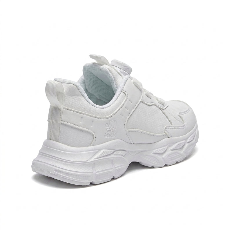 Kids Sneakers School with Adjustable Dial Laces Breathable Easy to wear dial closure alternative to laces 7596-1 White - 2