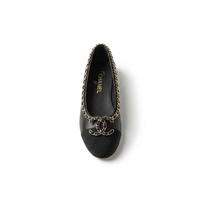 Chanel Ballet Flats woman Featuring a gold-tone chain trim and with a interlocking 3216-3 - 3