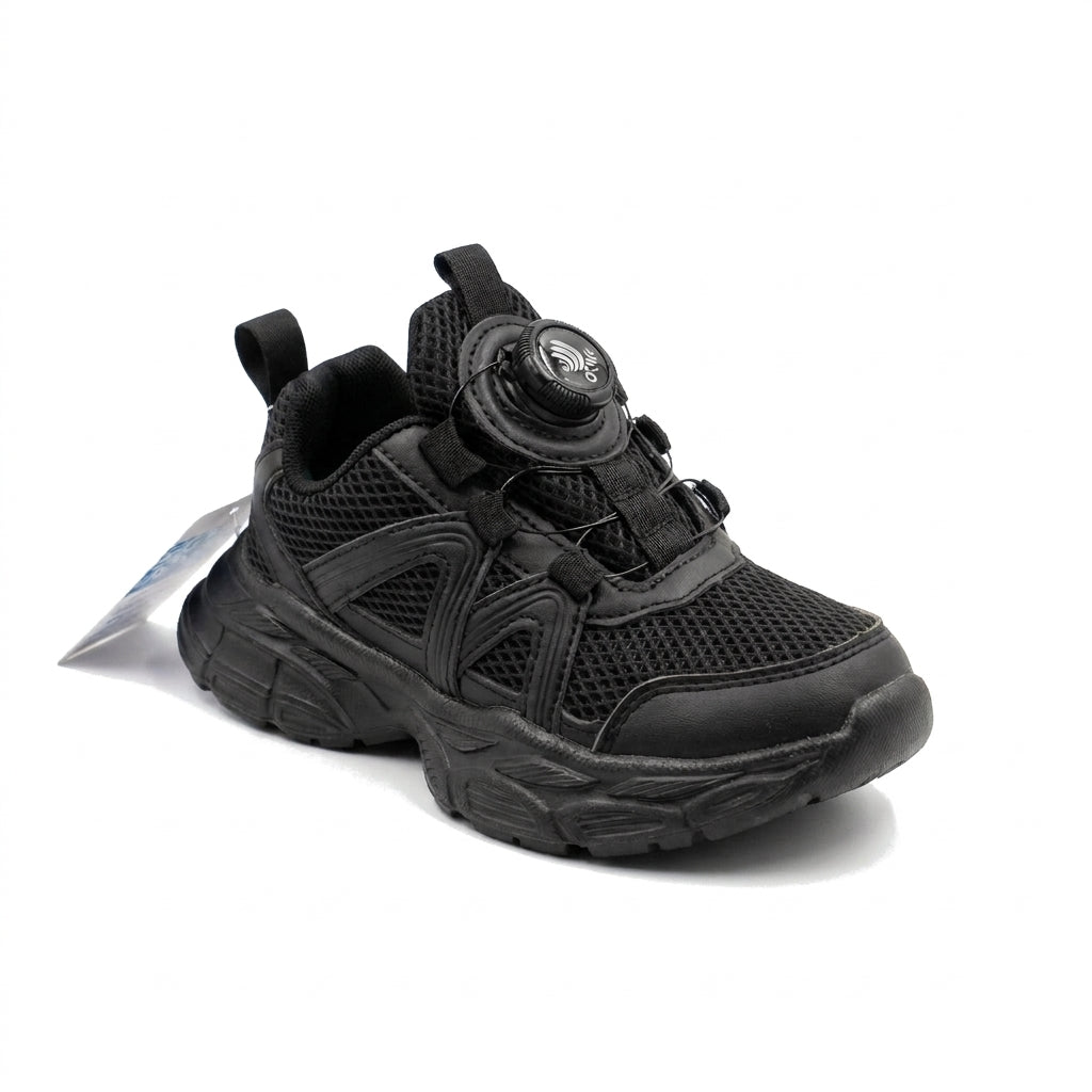 Kids Sneakers School with Adjustable Dial Laces Breathable Easy to wear dial closure alternative to laces 7597 Black - 1