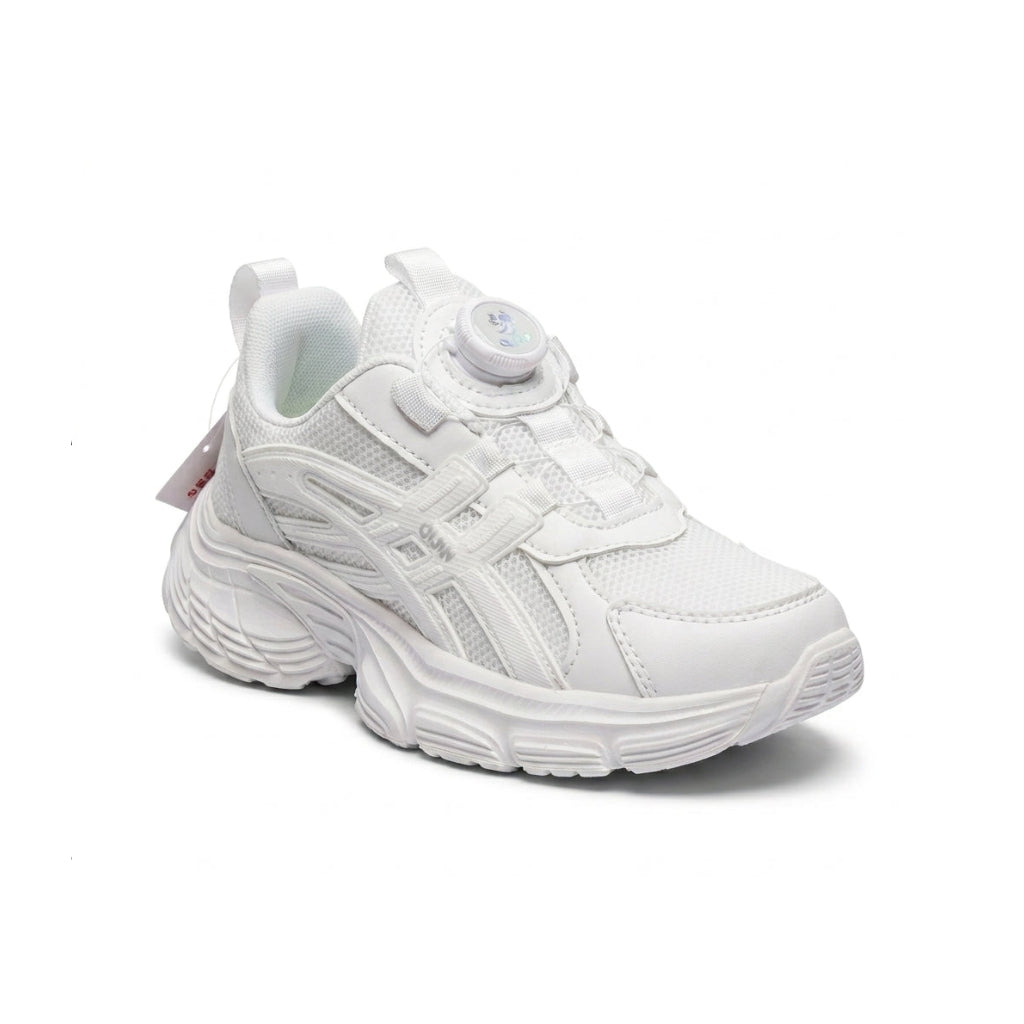 Kids Sneakers School with Adjustable Dial Laces Breathable Easy to wear dial closure alternative to laces 7581 White - 1