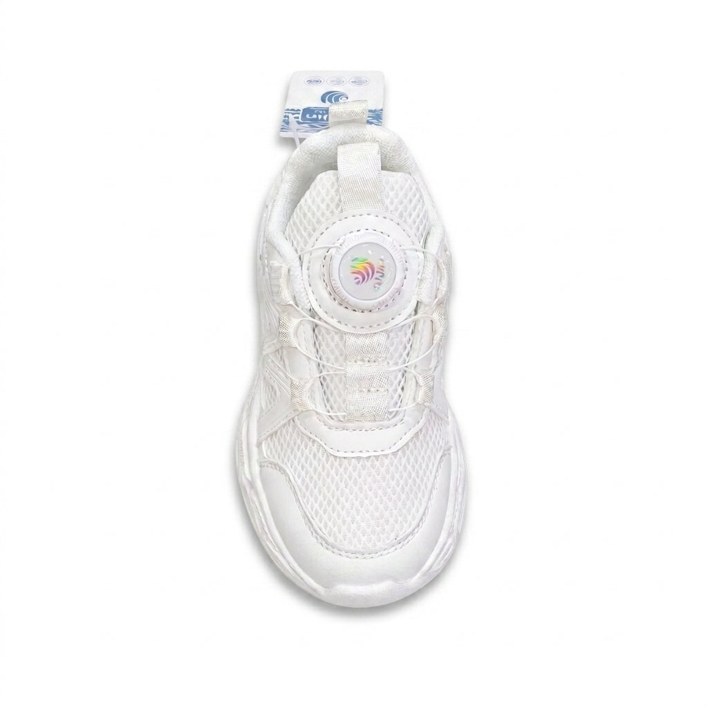 Kids Sneakers School with Adjustable Dial Laces Breathable Easy to wear dial closure alternative to laces 7597 White - 3