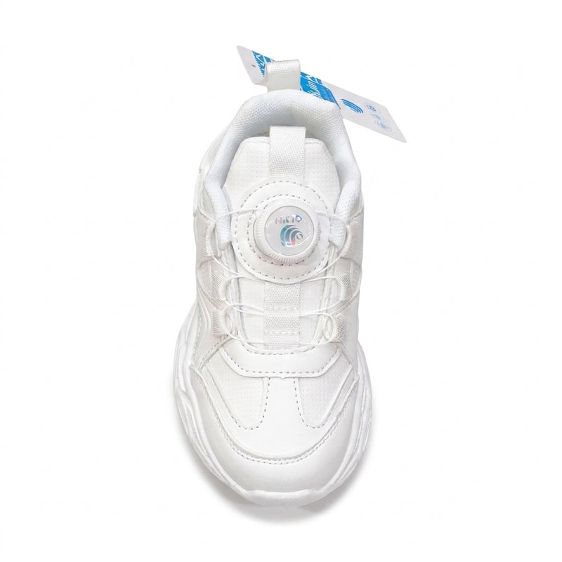 Kids Sneakers School with Adjustable Dial Laces Breathable Easy to wear dial closure alternative to laces 7599-1 White - 3