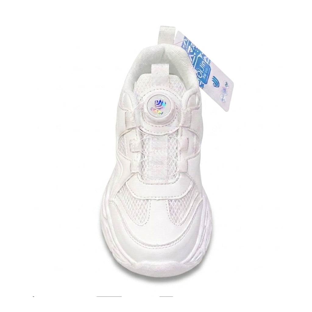 Kids Sneakers School with Adjustable Dial Laces Breathable Easy to wear dial closure alternative to laces 7599 White - 3