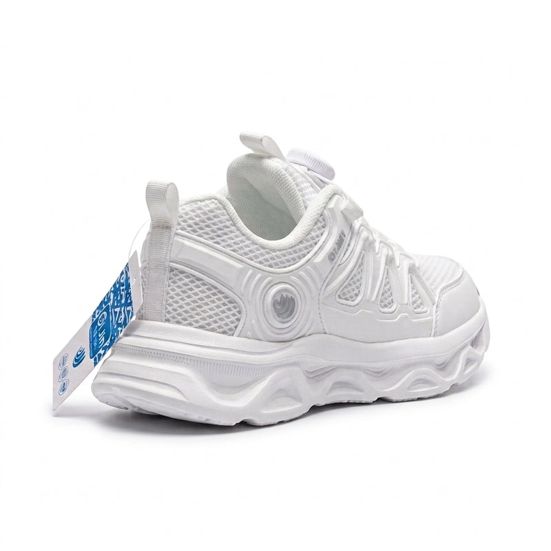 Kids Sneakers School with Adjustable Dial Laces Breathable Easy to wear dial closure alternative to laces 7590 White - 2