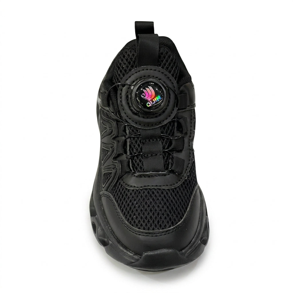 Kids Sneakers School with Adjustable Dial Laces Breathable Easy to wear dial closure alternative to laces 7590 Black - 3
