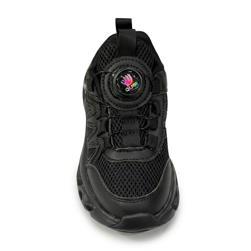 Kids Sneakers School with Adjustable Dial Laces Breathable Easy to wear dial closure alternative to laces 7590 Black - 3