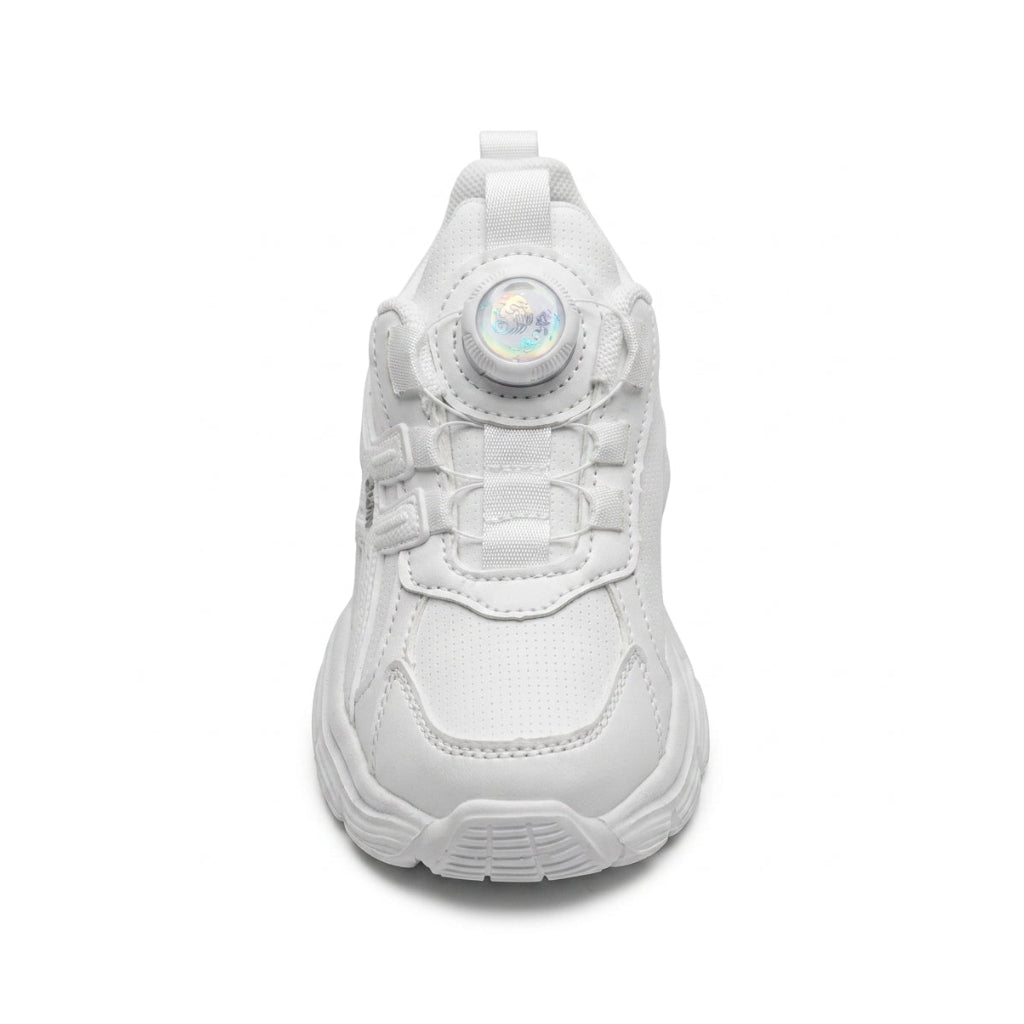 Kids Sneakers School with Adjustable Dial Laces Breathable Easy to wear dial closure alternative to laces 7581-1 White - 3