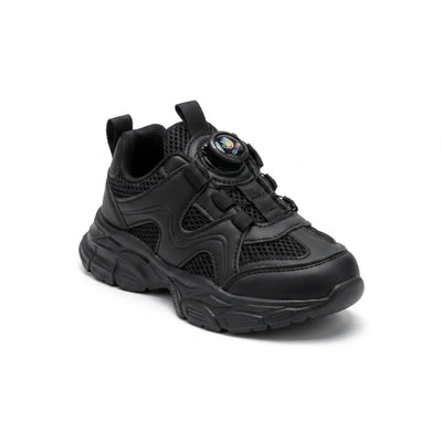 Kids Sneakers School with Adjustable Dial Laces Breathable Easy to wear dial closure alternative to laces 7599 Black