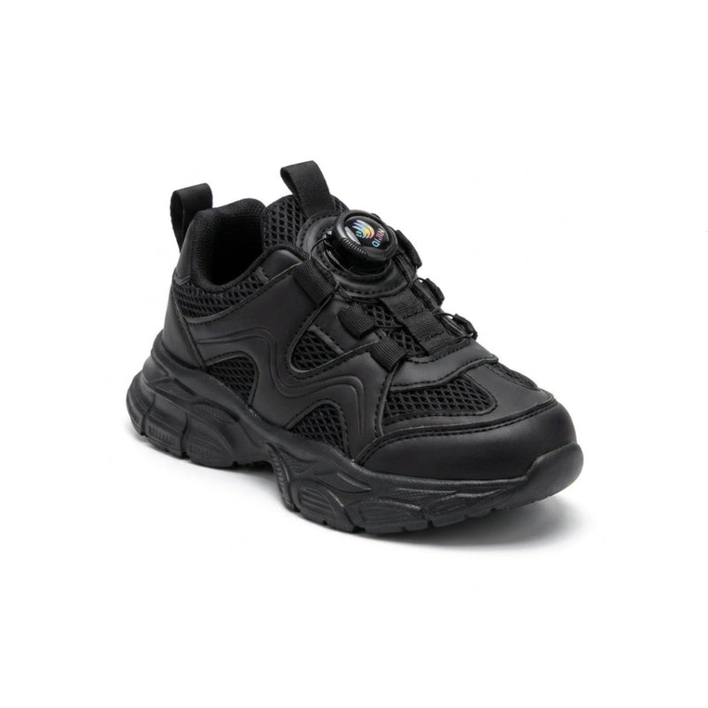 Kids Sneakers School with Adjustable Dial Laces Breathable Easy to wear dial closure alternative to laces 7599 Black - 1