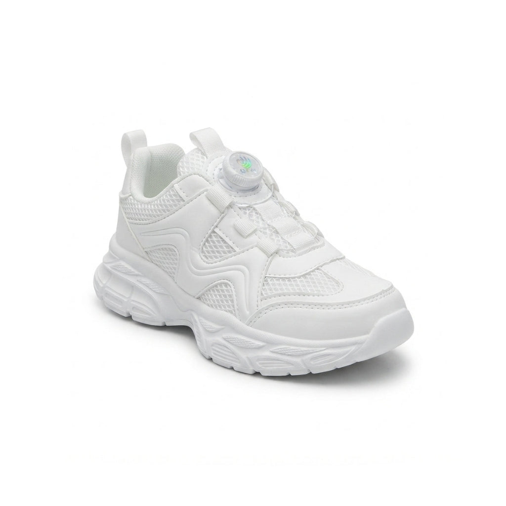 Kids Sneakers School with Adjustable Dial Laces Breathable Easy to wear dial closure alternative to laces 7599 White - 1